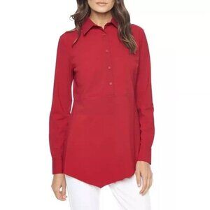 Lysse Seymour Top XS Shirt Redrose Henley Button Up Blouse Pullover Stretch